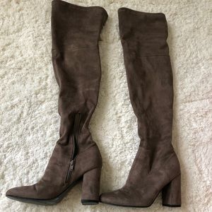 Dark gray over the knee boots